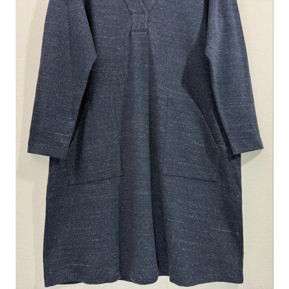 NWT J.Jill Pure Jill Dress 2X Indigo Blue Relaxed Artsy Long Sleeve Pocket Midi - Picture 5 of 10